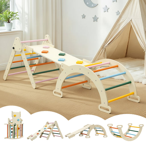Keezi kids triangle climbing frame with slide