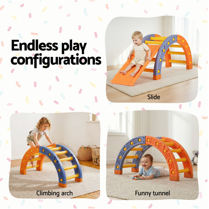 Keezi Kids Climbing Frame Set With Slide Indoor Outdoor Toddler Toys Pikler Arch Climber