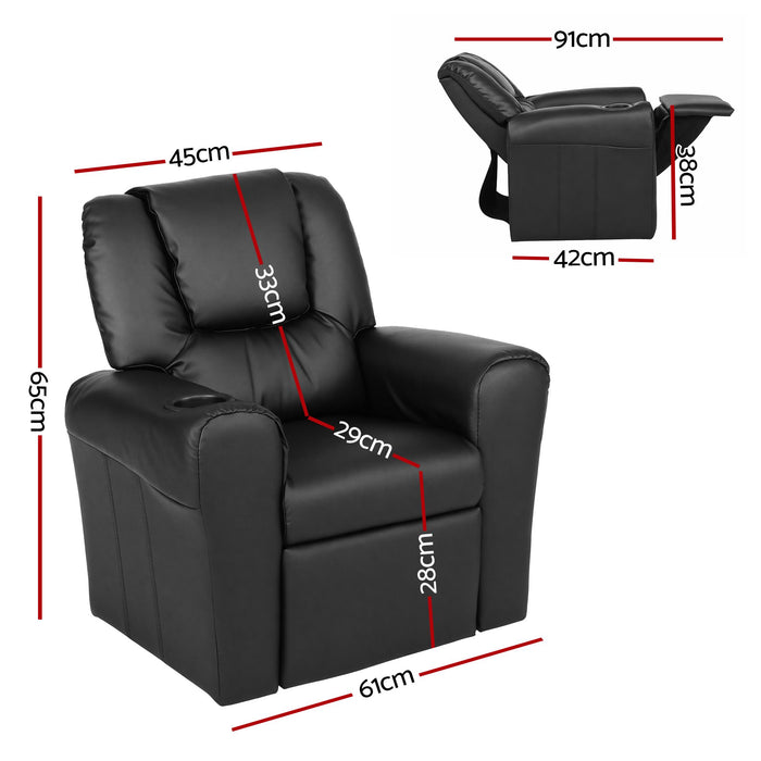 Keezi Kids Recliner Chair PU Leather Sofa Lounge Couch Children Armchair