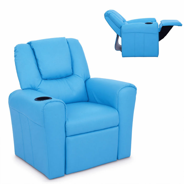 Keezi Kids Recliner Chair PU Leather Sofa Lounge Couch Children Armchair Blue
