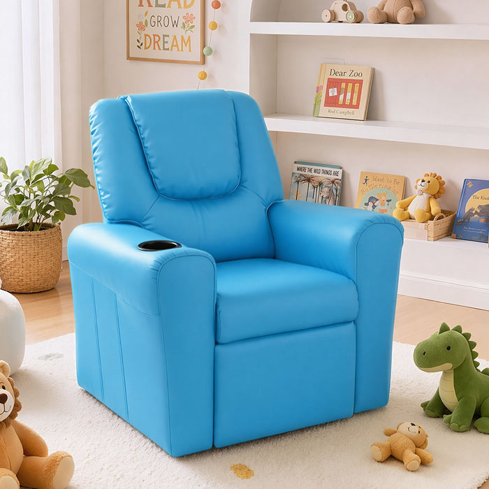 Keezi Kids Recliner Chair PU Leather Sofa Lounge Couch Children Armchair Blue