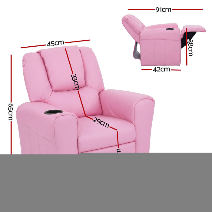 Keezi Kids Recliner Chair PU Leather Sofa Lounge Couch Children Armchair