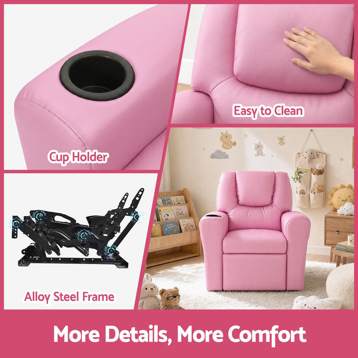 Keezi Kids Recliner Chair PU Leather Sofa Lounge Couch Children Armchair