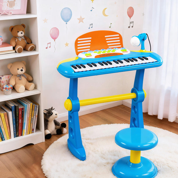 Keezi Kids Electronic 37 Keys Piano Keyboard Set Blue 06