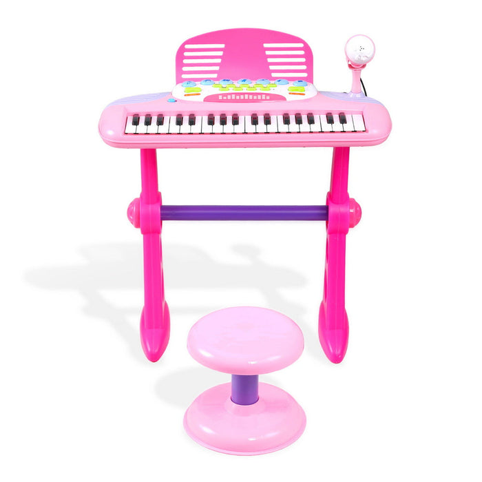 Keezi Kids Electronic 37 Keys Piano Keyboard Set Pink 02