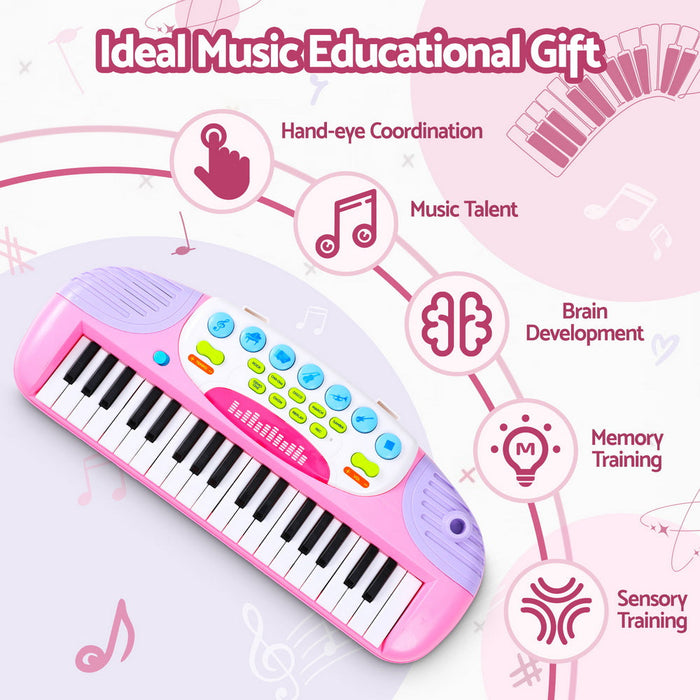 Keezi Kids Electronic 37 Keys Piano Keyboard Set Pink 03