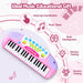 Keezi Kids Electronic 37 Keys Piano Keyboard Set Pink 03