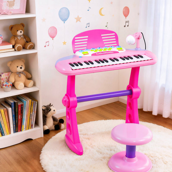 Keezi Kids Electronic 37 Keys Piano Keyboard Set Pink 06