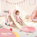 Keezi Kids Dragon Slide with Basketball Hoop Pink basketball hoop and bump