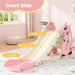 Keezi Kids Dragon Slide with Basketball Hoop Pink full view