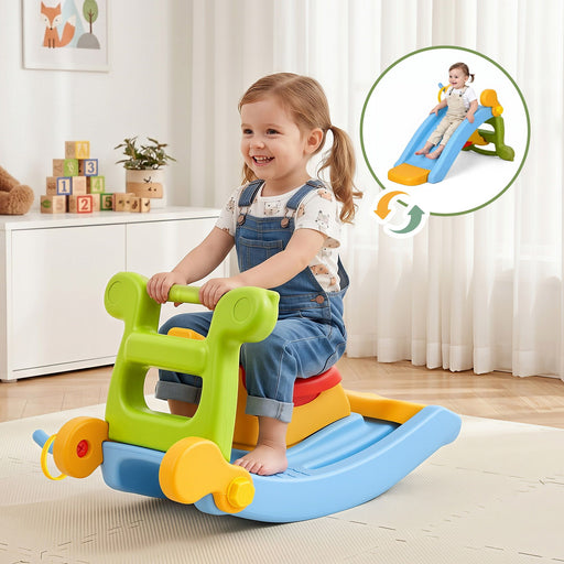 Keezi kids slide set with rocking horse and ring toss