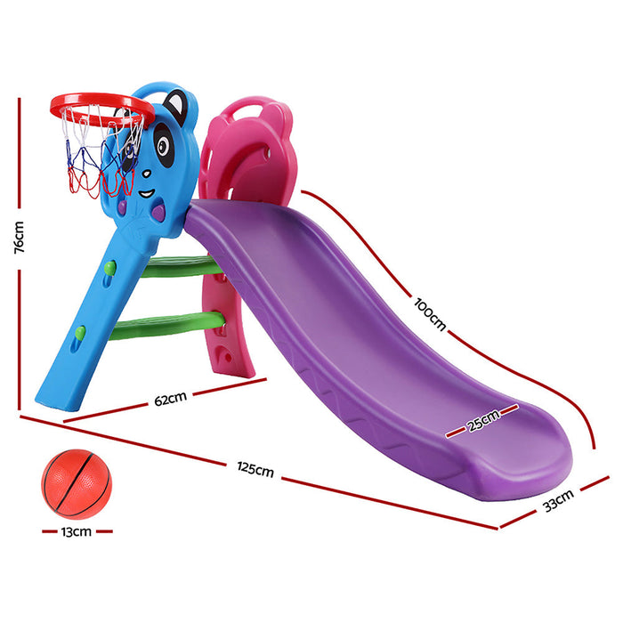 Keezi Kids Plastic Panda Slide and Basketball Hoop