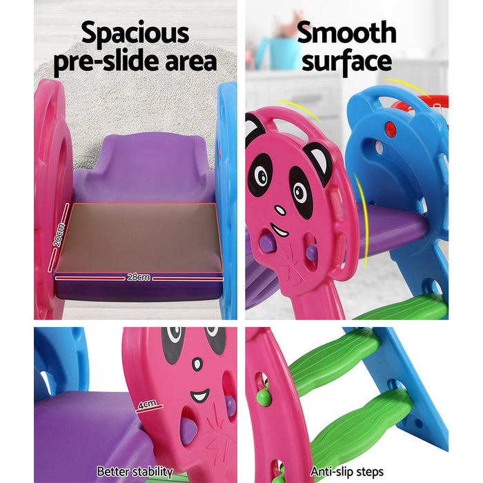 Keezi Kids Plastic Panda Slide and Basketball Hoop