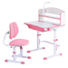 Keezi kids study desk and double-back ergonomic chair set with LED lamp in pink