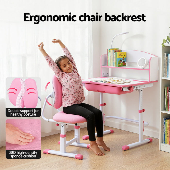 Keezi study desk pink double-back chair