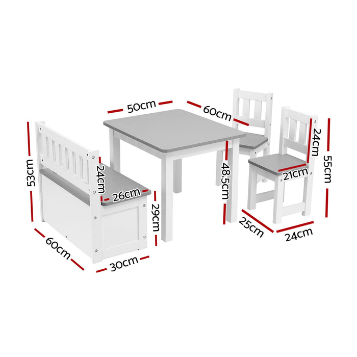 Children's activity table with a storage bench