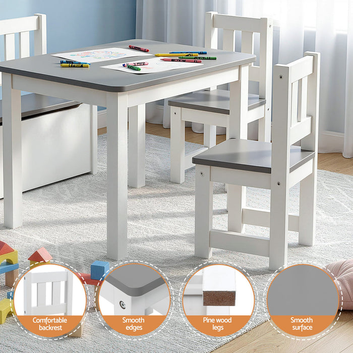 Keezi grey table with two matching kids chairs