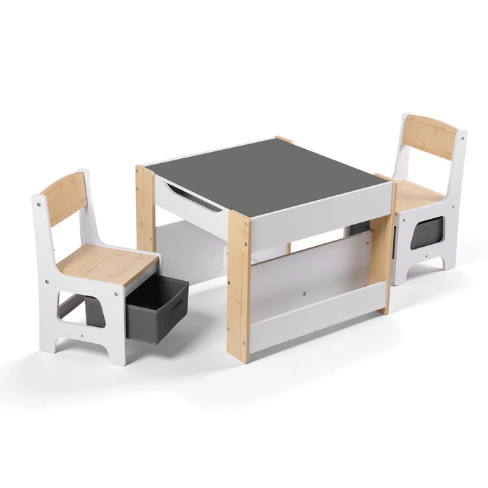 Keezi 4 in 1 kids activity table set in natural timber