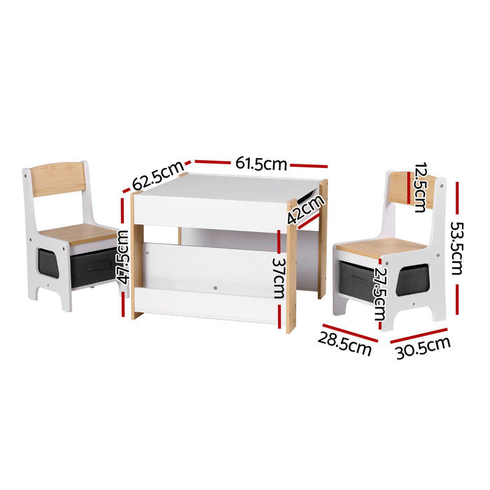 Wooden children's table with a built-in bookcase