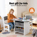 Children's grey study table with matching seats