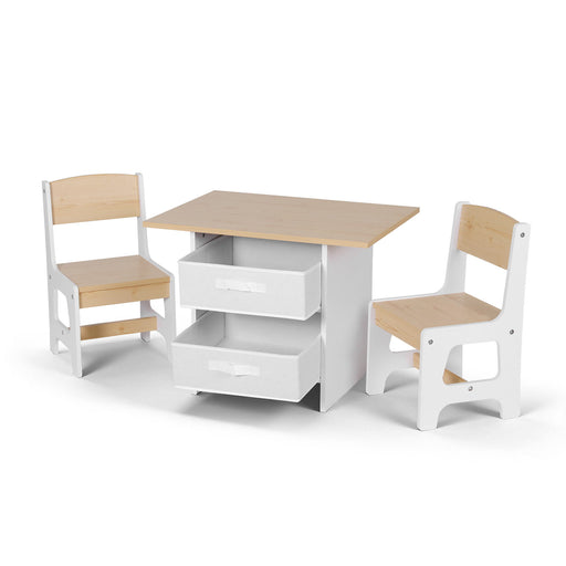 Keezi kids table and two chairs set in natural timber