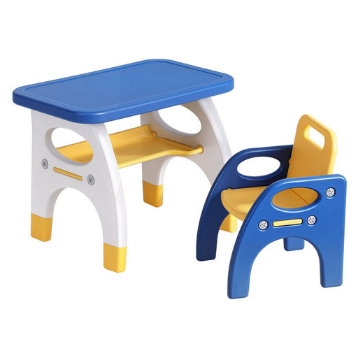 Keezi kids table and chair set in blue and yellow