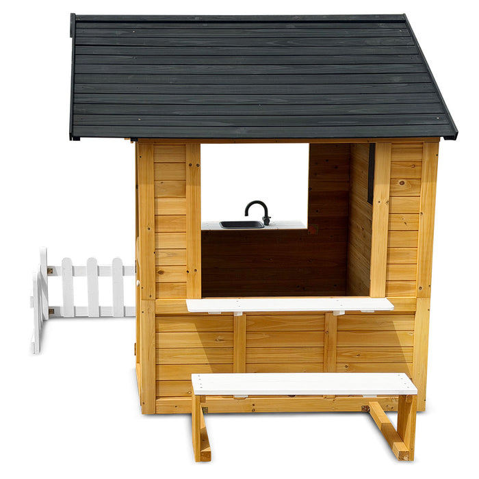 Maple Cubby House play sink and chalkboard