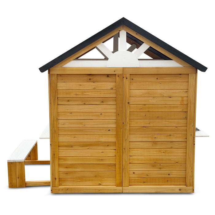 Maple Cubby House in backyard