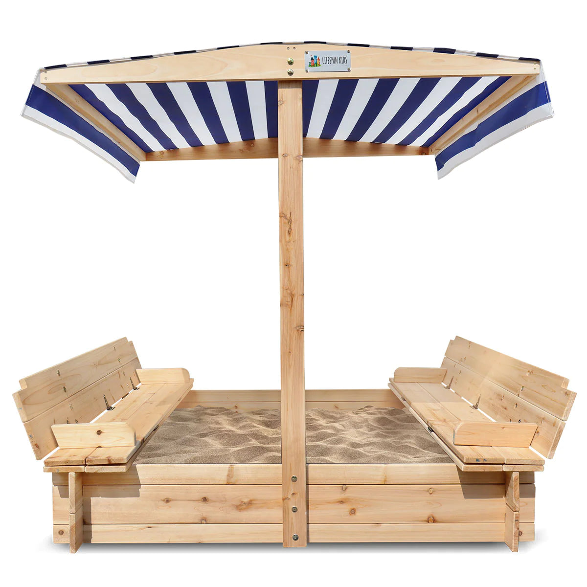 Lifespan Kids Skipper Kids Sandpit with Shade Canopy, Seats and Lid