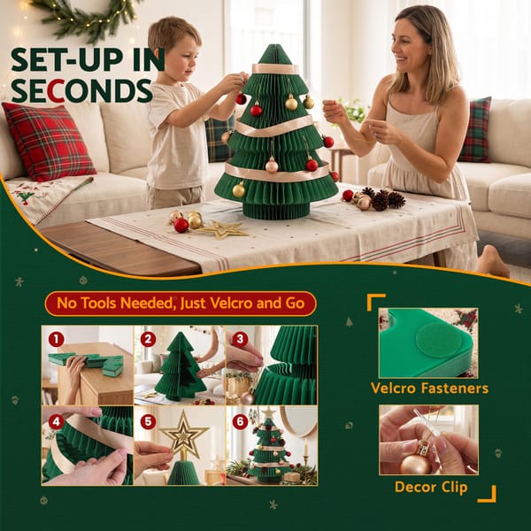 Jingle Jollys Tabletop Paper Christmas Tree with Star Topper