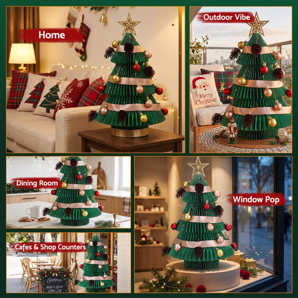 Jingle Jollys Tabletop Paper Christmas Tree with Star Topper