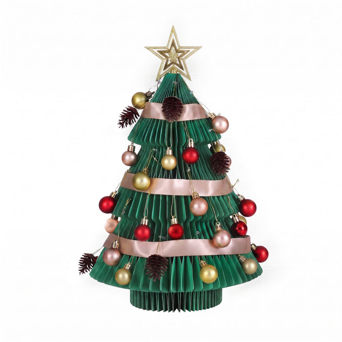 Jingle Jollys Tabletop Paper Christmas Tree 61cm with Star Topper - Green