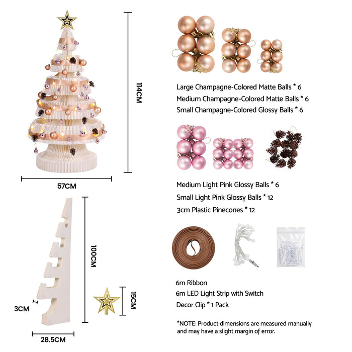 Jingle Jollys Paper Christmas Tree 114cm with Star Topper & LEDs - White