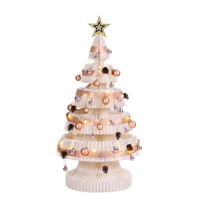 Jingle Jollys Paper Christmas Tree 114cm with Star Topper & LEDs - White