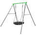 Swing set with green top bar on a white background