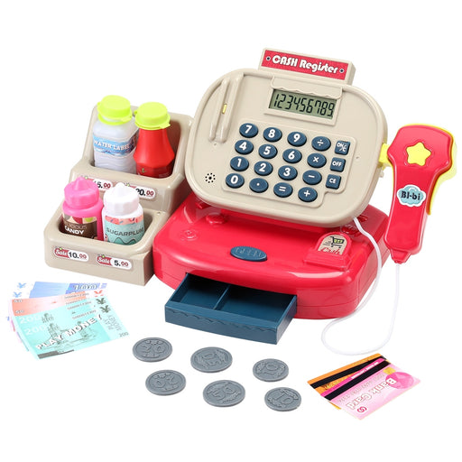 Keezi kids toy cash register with calculator