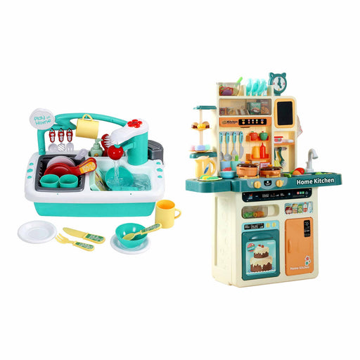 Keezi kids pretend laundry and kitchen play set