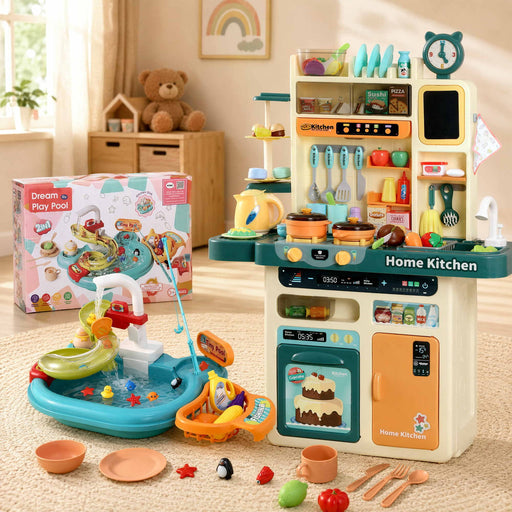 Keezi 2 piece kids pretend kitchen and sink playset