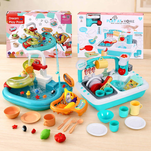 Keezi kids pretend kitchen sink and water playset