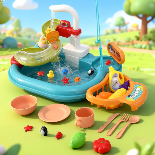 Keezi kids pretend play kitchen sink with faucet