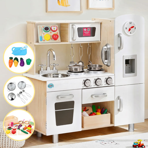 Keezi kids wooden pretend kitchen playset