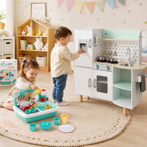 Keezi wooden pretend kitchen play set in green