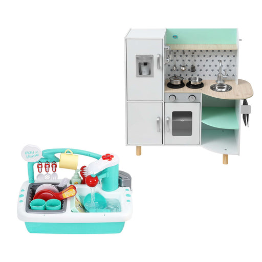 Keezi kids wooden play sink and fridge unit