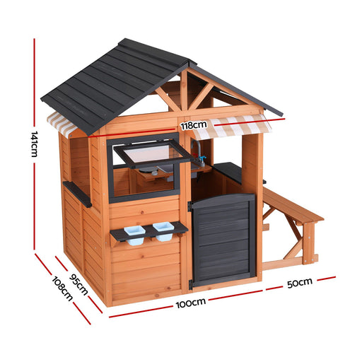 Keezi kids outdoor playhouse with side bench