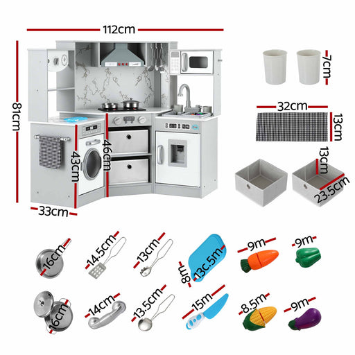 Keezi grey toy kitchen with sink and stove