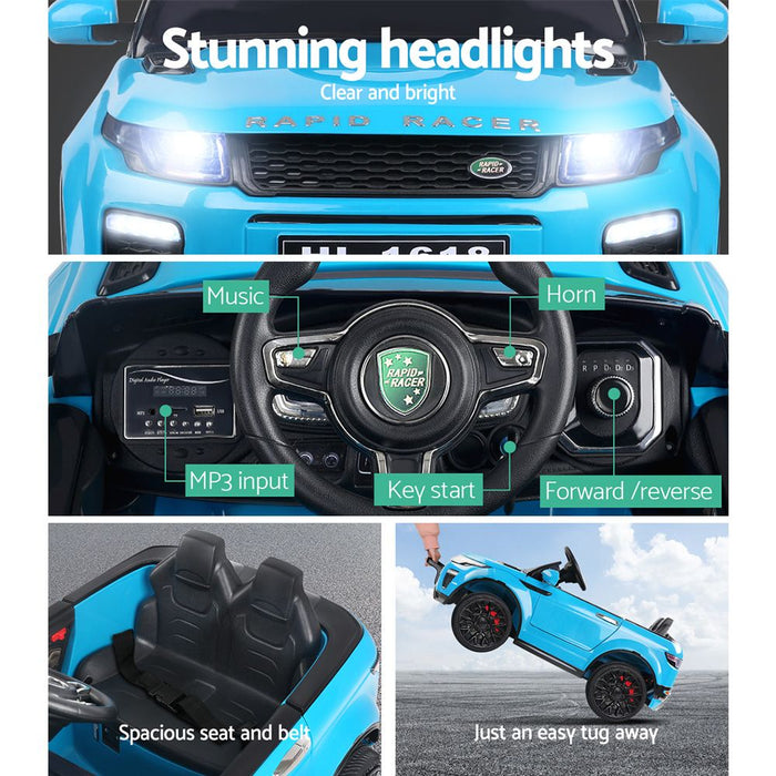 Rigo Kids Electric Ride On Car SUV Range Rover-inspired Toy Cars Remote 12V Blue