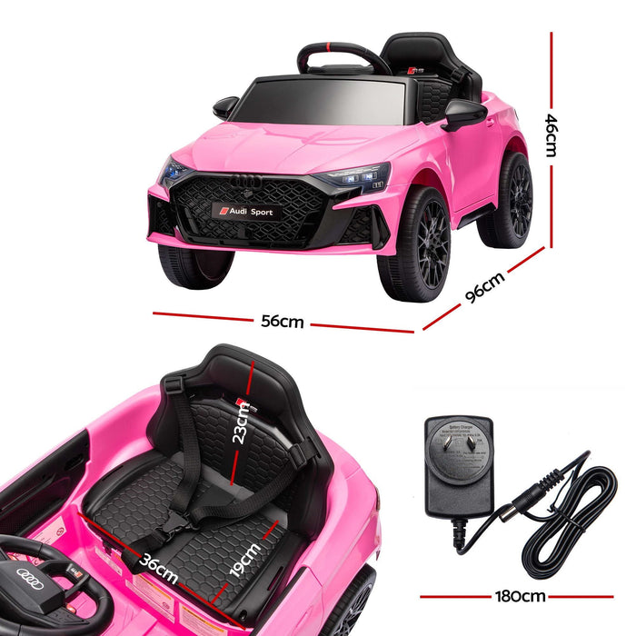 Pink Audi RS3 ride on car with opening doors