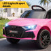 Safety belt in the pink kids ride on car