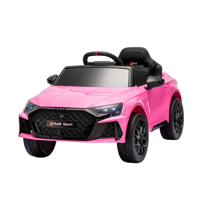 Pink licensed Audi RS3 kids ride on car full view