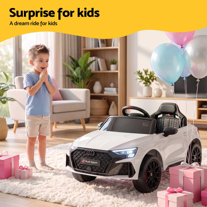 Ride On Car Licensed Audi RS3 Car for Kids 12V Remote Control White